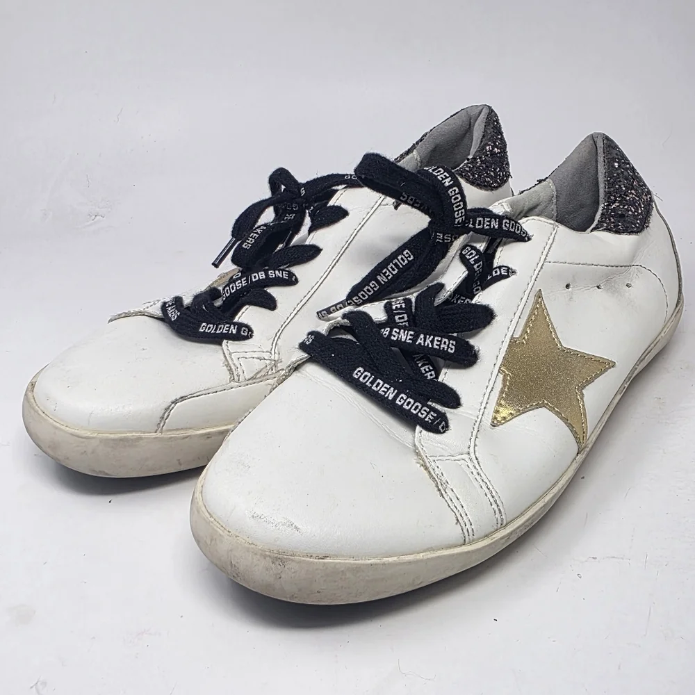 Golden Goose Superstar Low Top Classic White Leather Sparkle Gold Star 41-42